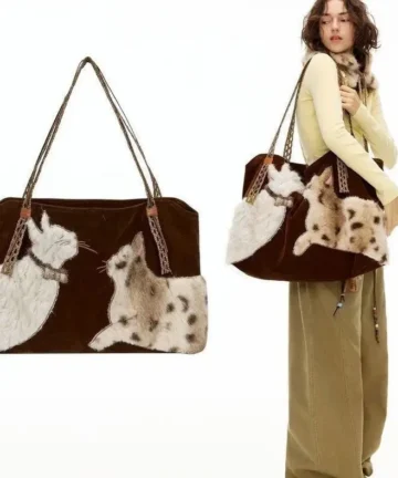 Sac à Main Femme Cabas Peluche